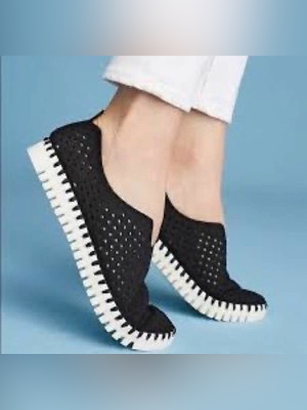 Ilse Jacobsen Hornbaek Tulip Perforated Slip-On Shoes Black Cut Out 6.5-7 EUR 37